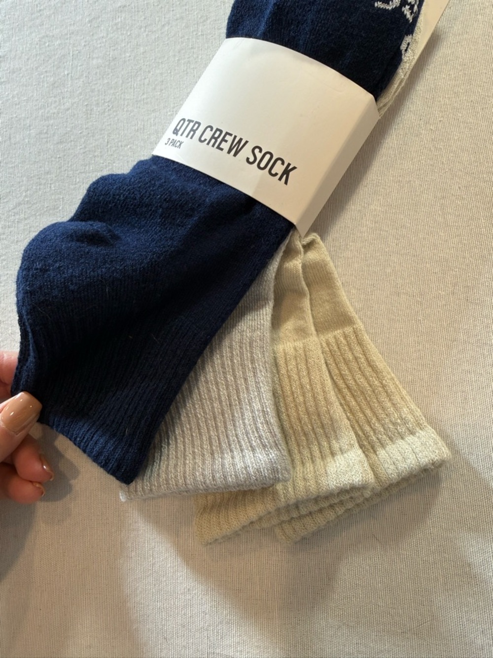 DSG Crew Sock 3-Pack – Navy, Light Gray & Cream